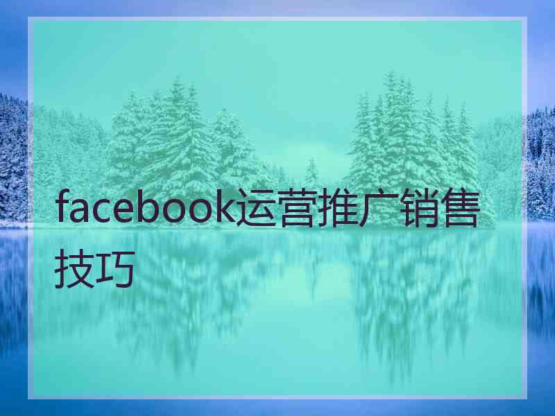 facebook运营推广销售技巧