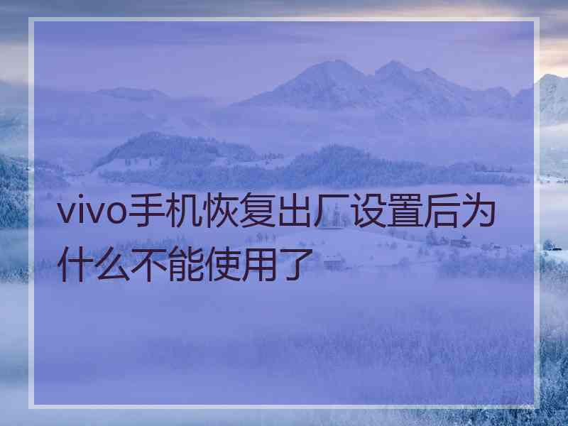 vivo手机恢复出厂设置后为什么不能使用了