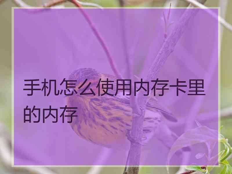 手机怎么使用内存卡里的内存