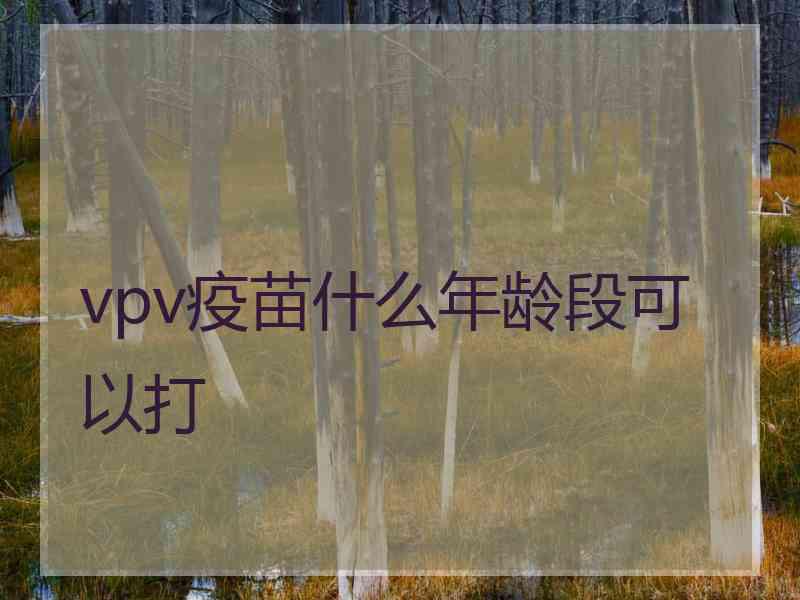 vpv疫苗什么年龄段可以打