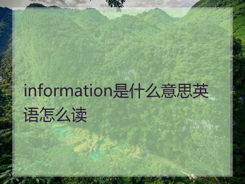 information是什么意思英语怎么读