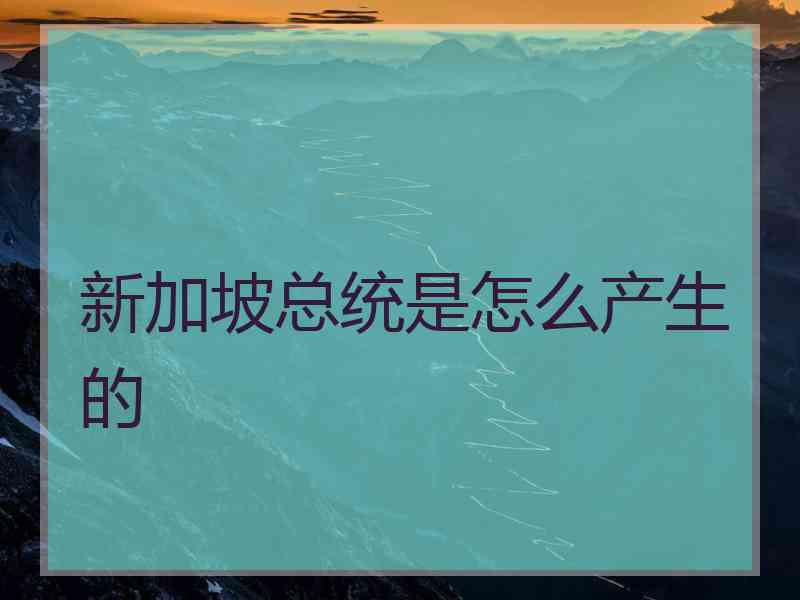 新加坡总统是怎么产生的