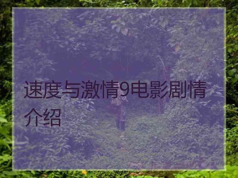 速度与激情9电影剧情介绍