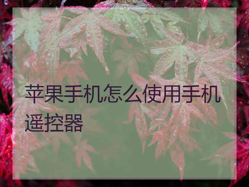 苹果手机怎么使用手机遥控器