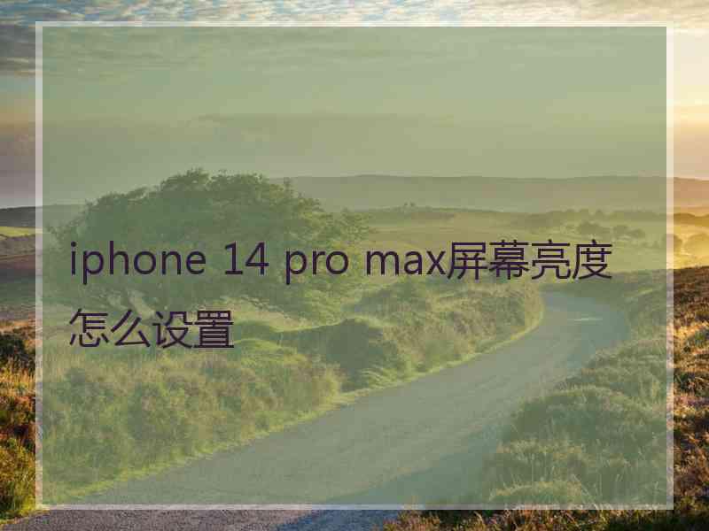 iphone 14 pro max屏幕亮度怎么设置