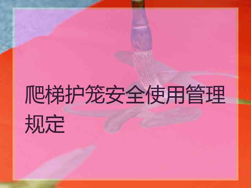 爬梯护笼安全使用管理规定