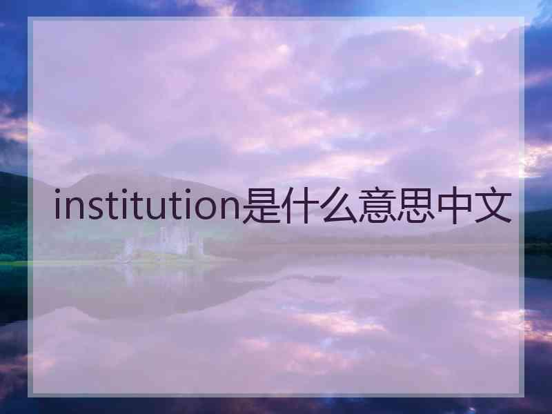 institution是什么意思中文