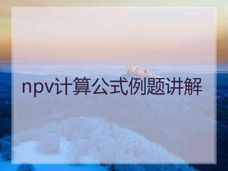 npv计算公式例题讲解