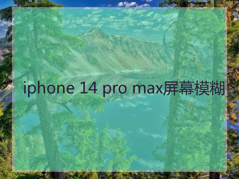 iphone 14 pro max屏幕模糊