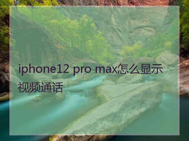 iphone12 pro max怎么显示视频通话