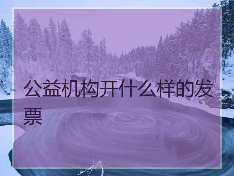 公益机构开什么样的发票