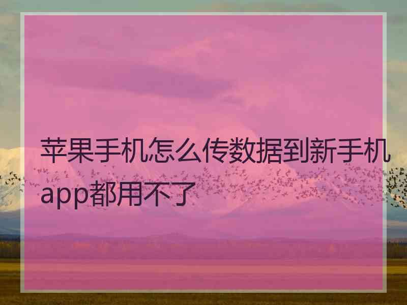 苹果手机怎么传数据到新手机app都用不了