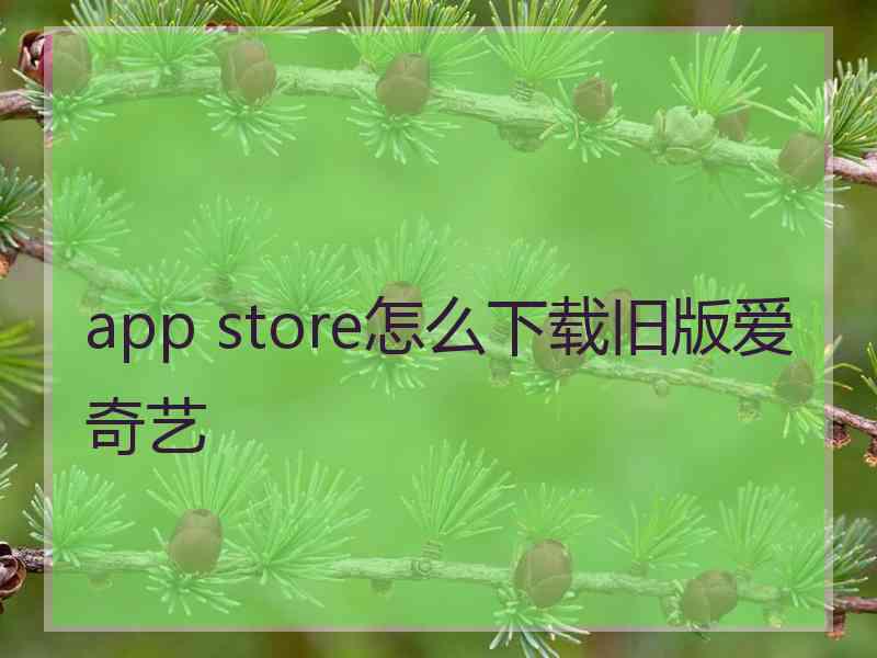 app store怎么下载旧版爱奇艺