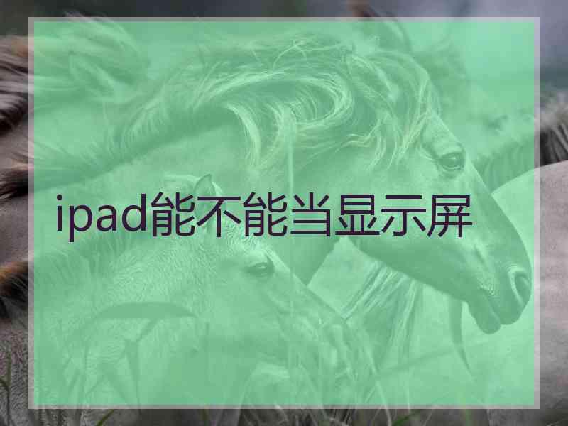 ipad能不能当显示屏