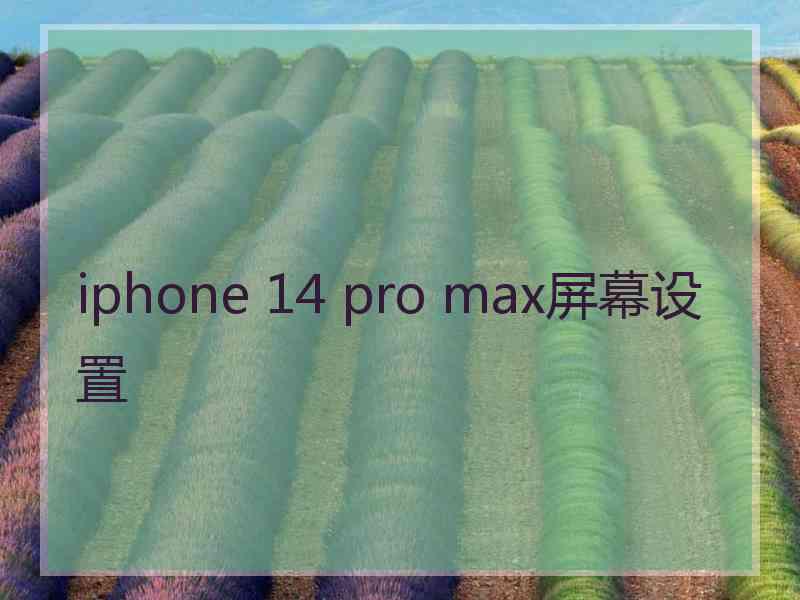 iphone 14 pro max屏幕设置