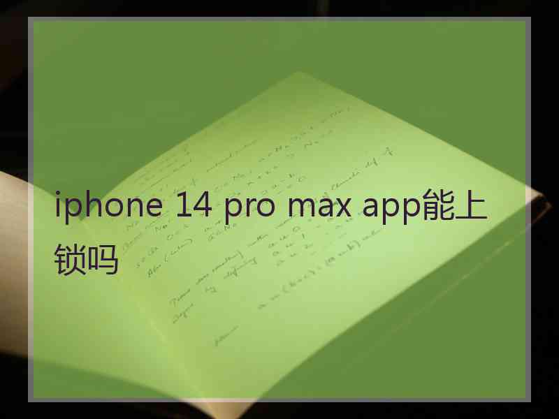 iphone 14 pro max app能上锁吗