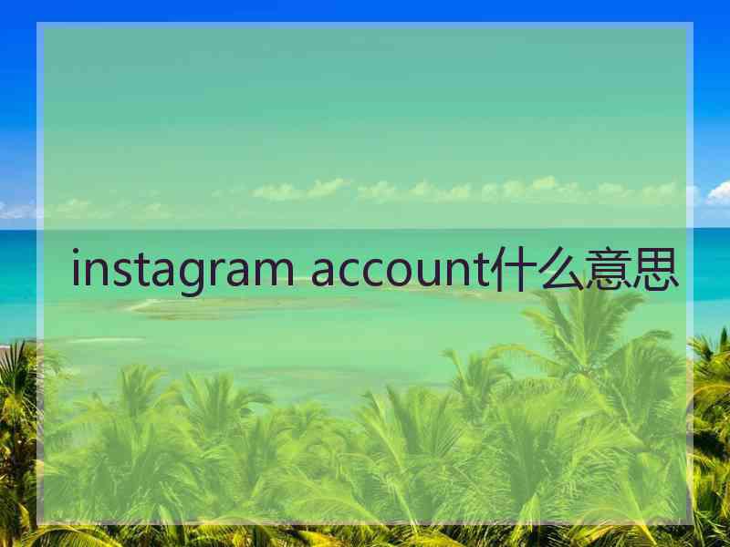 instagram account什么意思