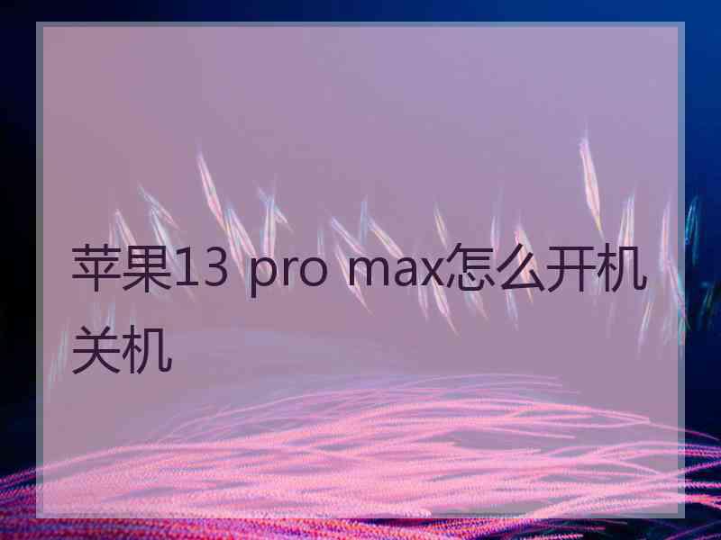 苹果13 pro max怎么开机关机