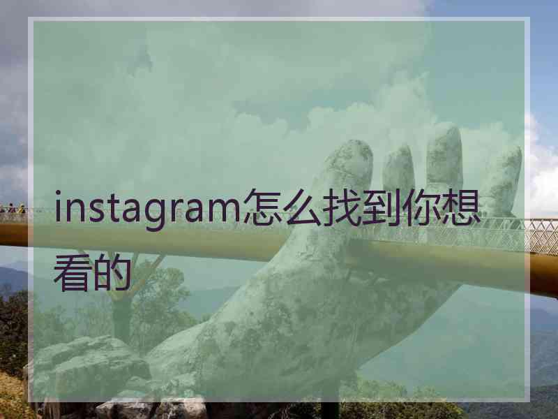 instagram怎么找到你想看的