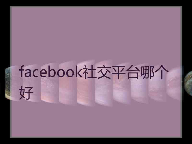 facebook社交平台哪个好