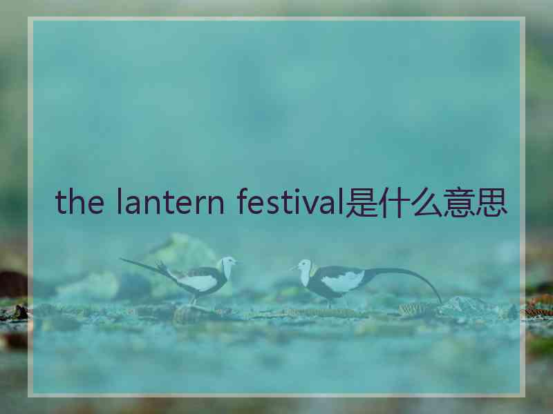 the lantern festival是什么意思