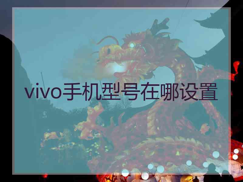 vivo手机型号在哪设置