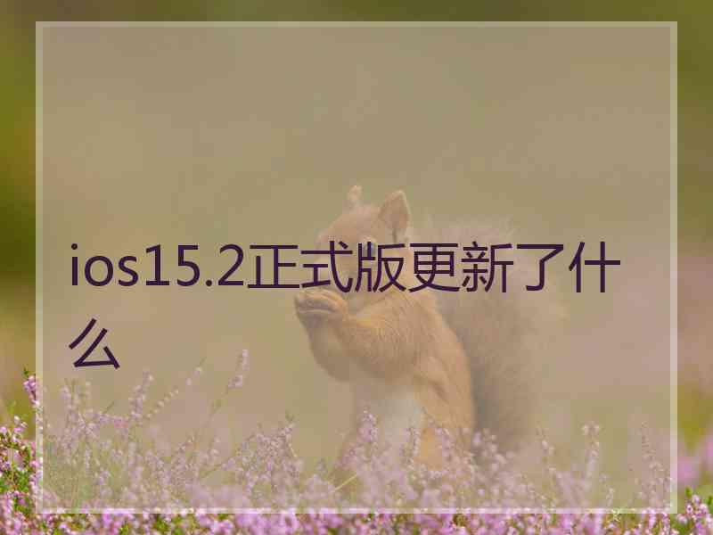 ios15.2正式版更新了什么