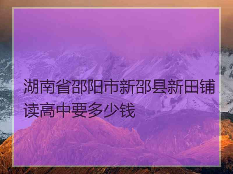 湖南省邵阳市新邵县新田铺读高中要多少钱