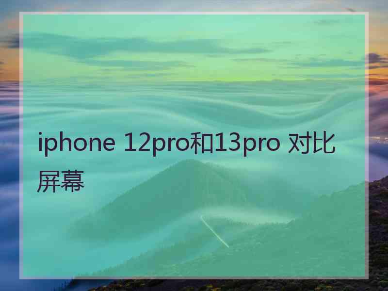 iphone 12pro和13pro 对比屏幕