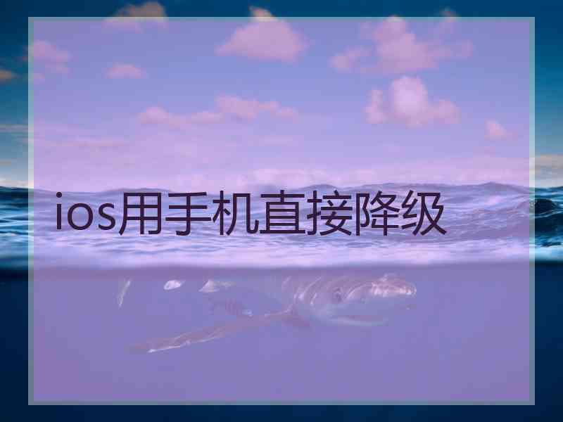 ios用手机直接降级