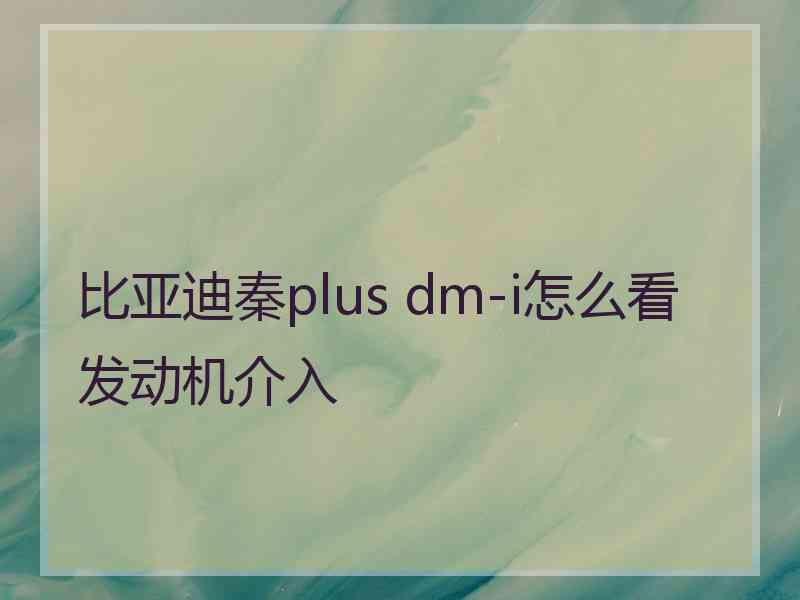 比亚迪秦plus dm-i怎么看发动机介入