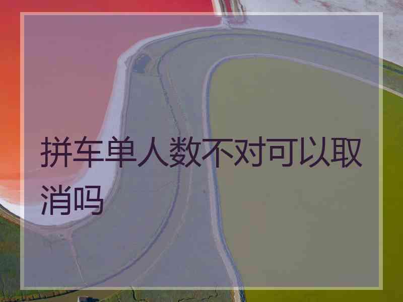 拼车单人数不对可以取消吗