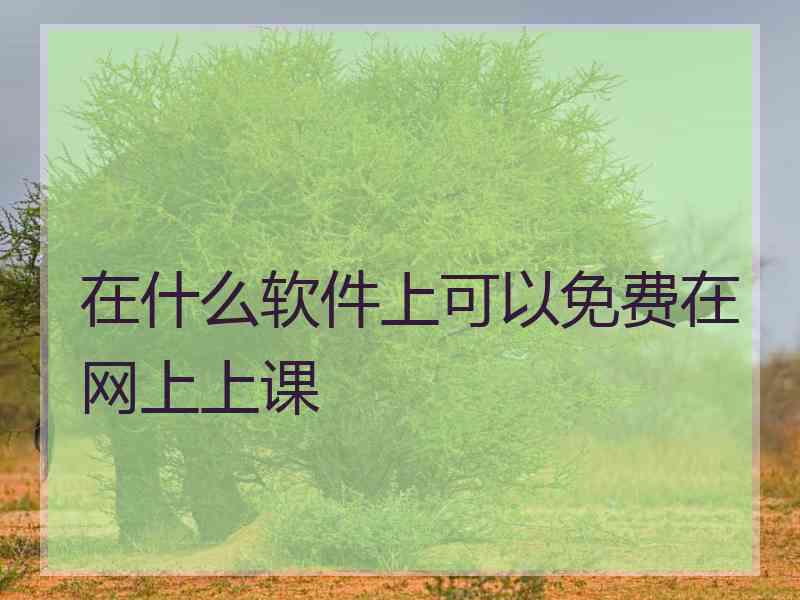 在什么软件上可以免费在网上上课