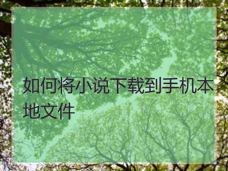 如何将小说下载到手机本地文件