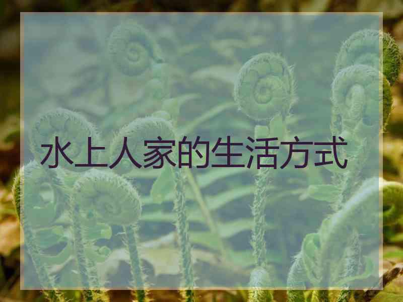 水上人家的生活方式