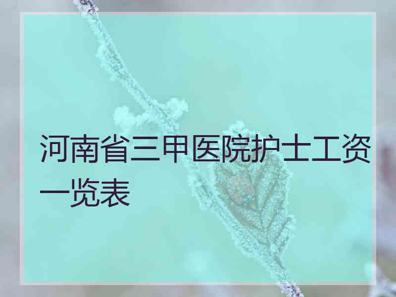 河南省三甲医院护士工资一览表