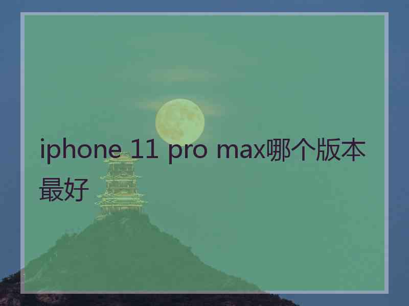 iphone 11 pro max哪个版本最好