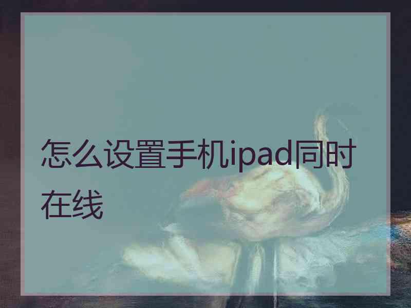 怎么设置手机ipad同时在线