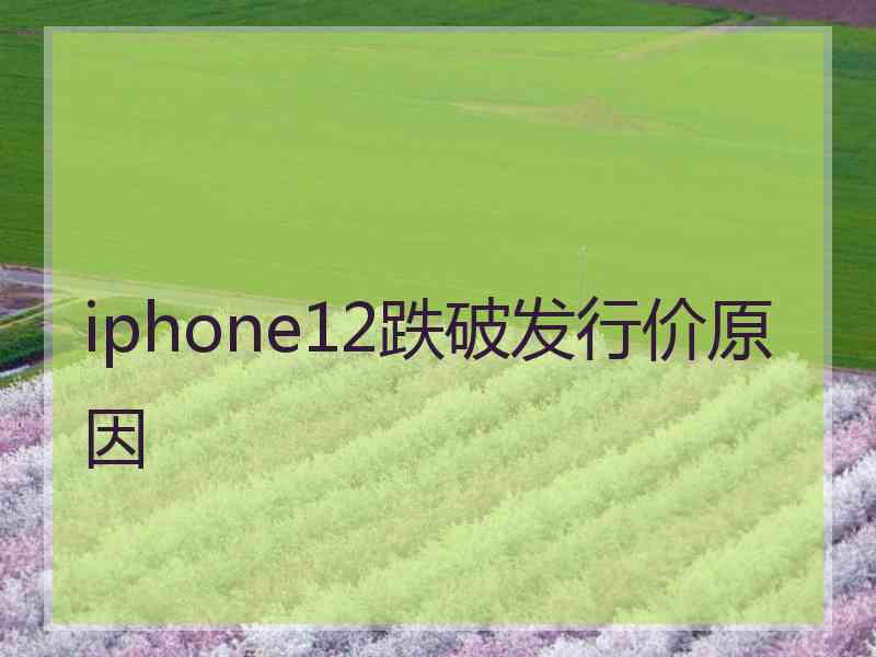 iphone12跌破发行价原因