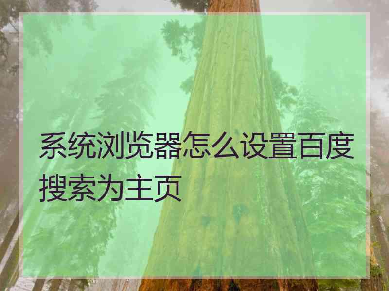 系统浏览器怎么设置百度搜索为主页