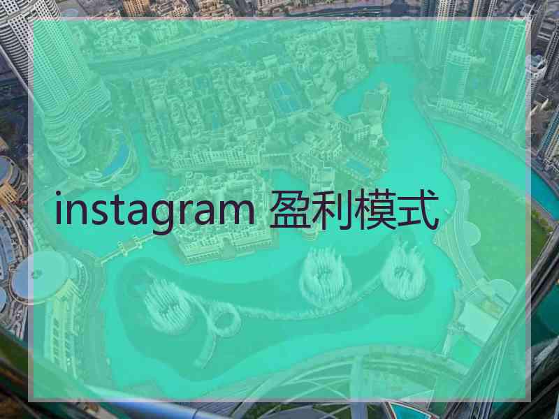 instagram 盈利模式