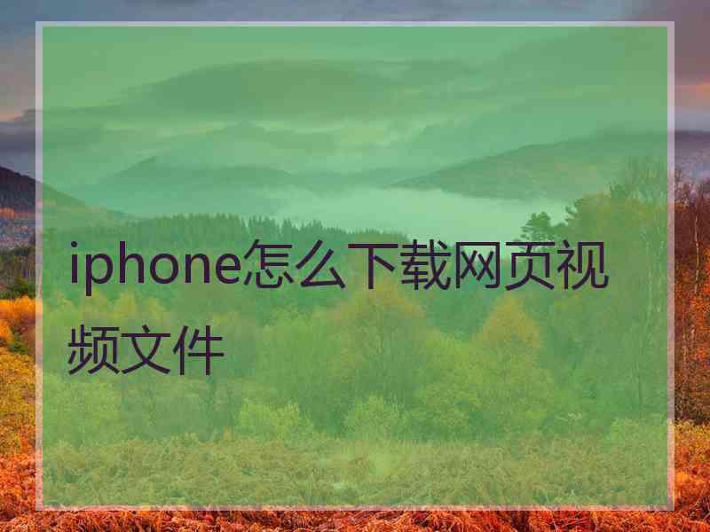 iphone怎么下载网页视频文件