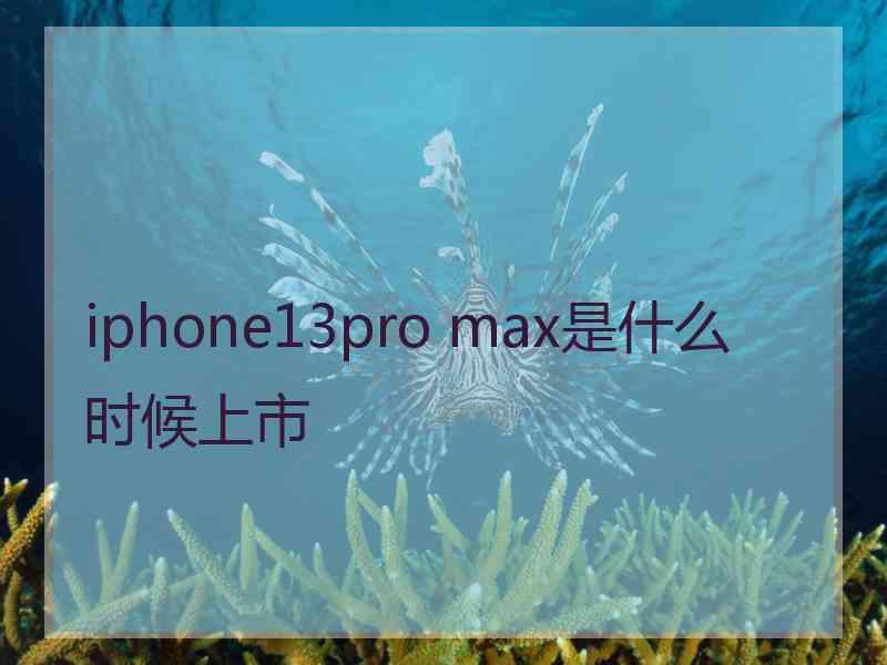 iphone13pro max是什么时候上市