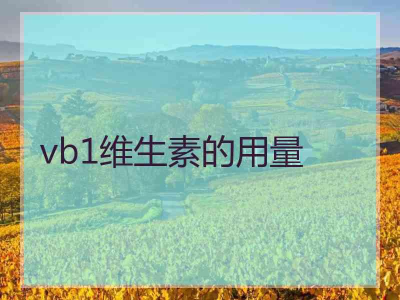 vb1维生素的用量