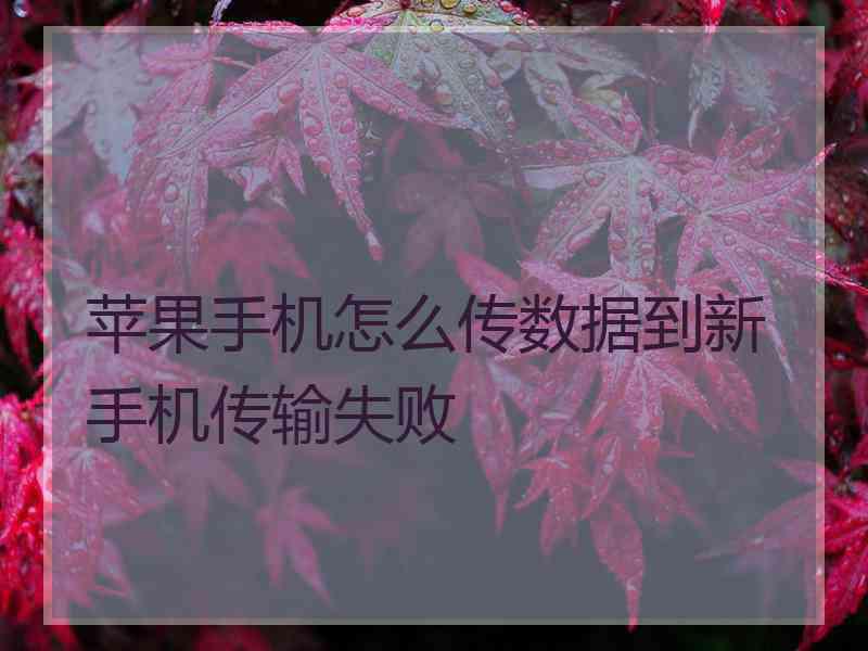 苹果手机怎么传数据到新手机传输失败