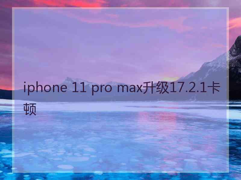 iphone 11 pro max升级17.2.1卡顿