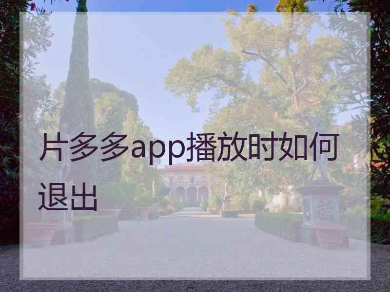 片多多app播放时如何退出