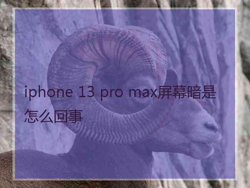 iphone 13 pro max屏幕暗是怎么回事