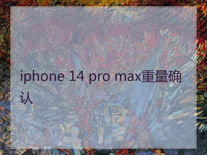 iphone 14 pro max重量确认