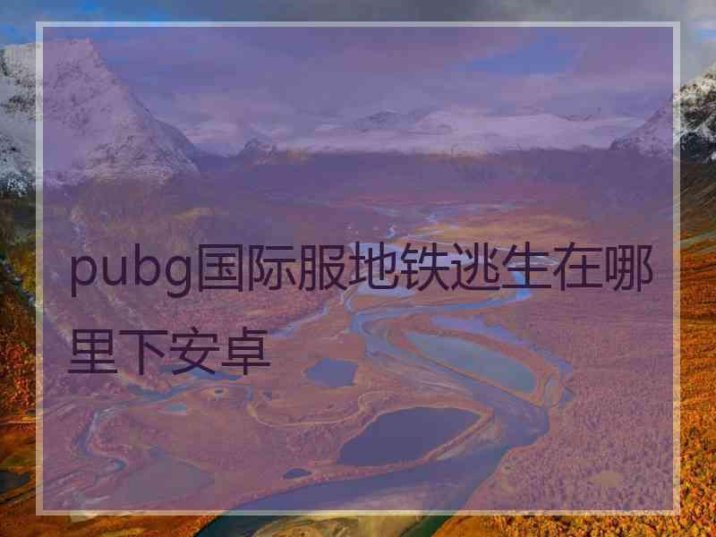 pubg国际服地铁逃生在哪里下安卓